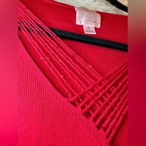 Red Criss Cross Women’s Top 3/4 Sleeve